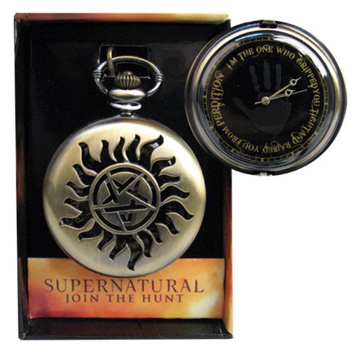 Supernatural Goldtone Anti-Possession Pentagram Symbol Pocket Watch